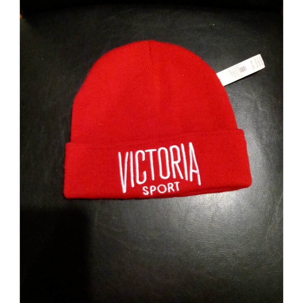 VICTORIA'S SECRET VICTORIA SPORT RED BEANIE HAT NEW WITH TAGS ONE SIZE - Picture 2 of 8